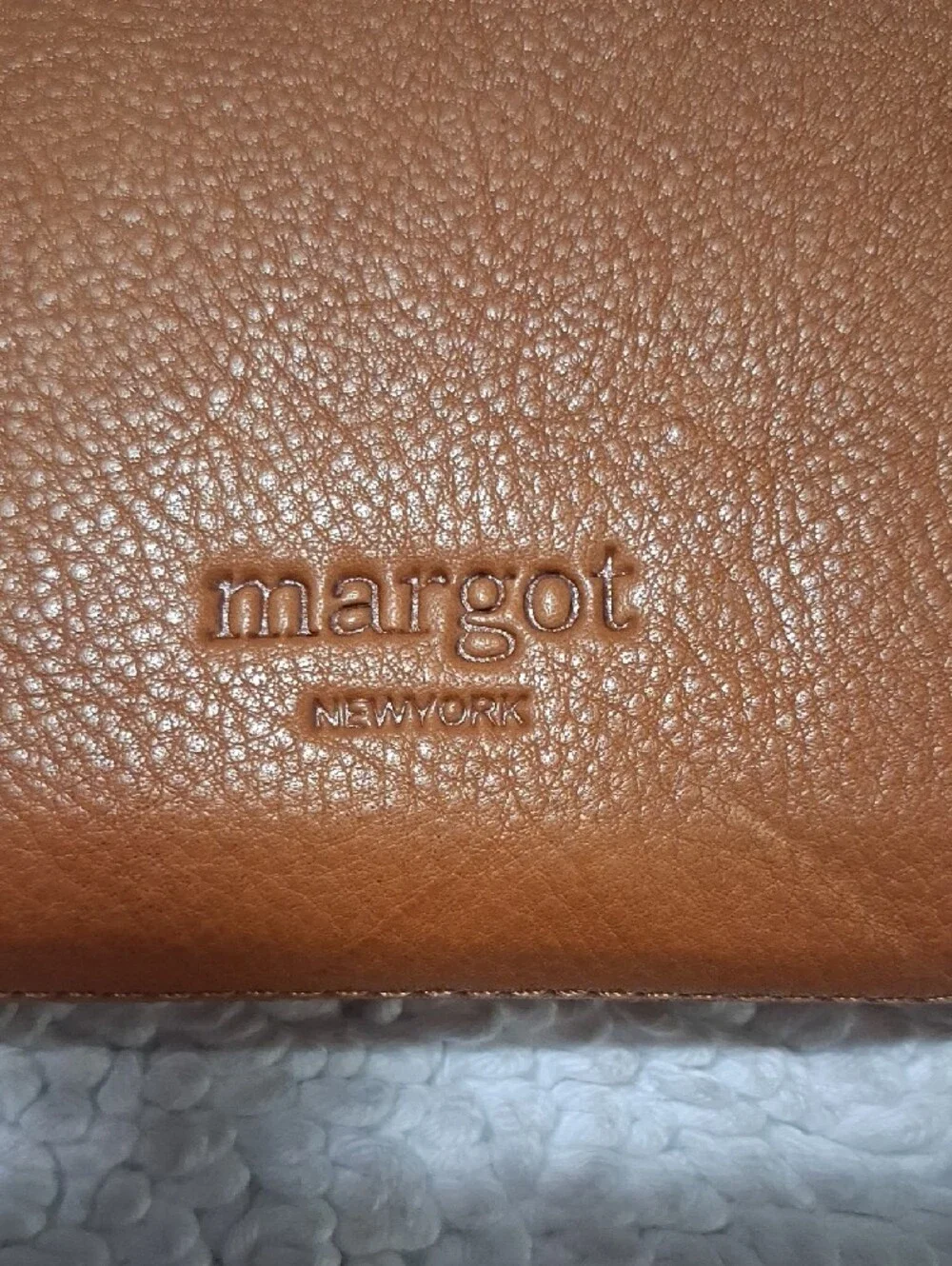 margot New York Zip-Around Leather Wallet with Gold Zipper Pull